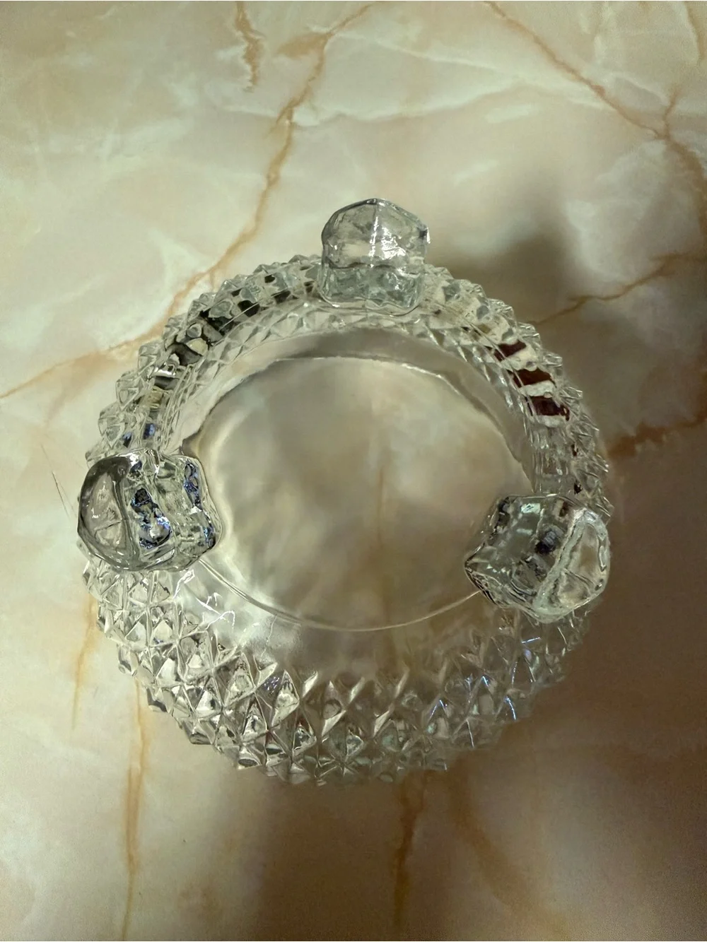 Indiana Glass Clear Diamond-Cut Footed Vanity Tray